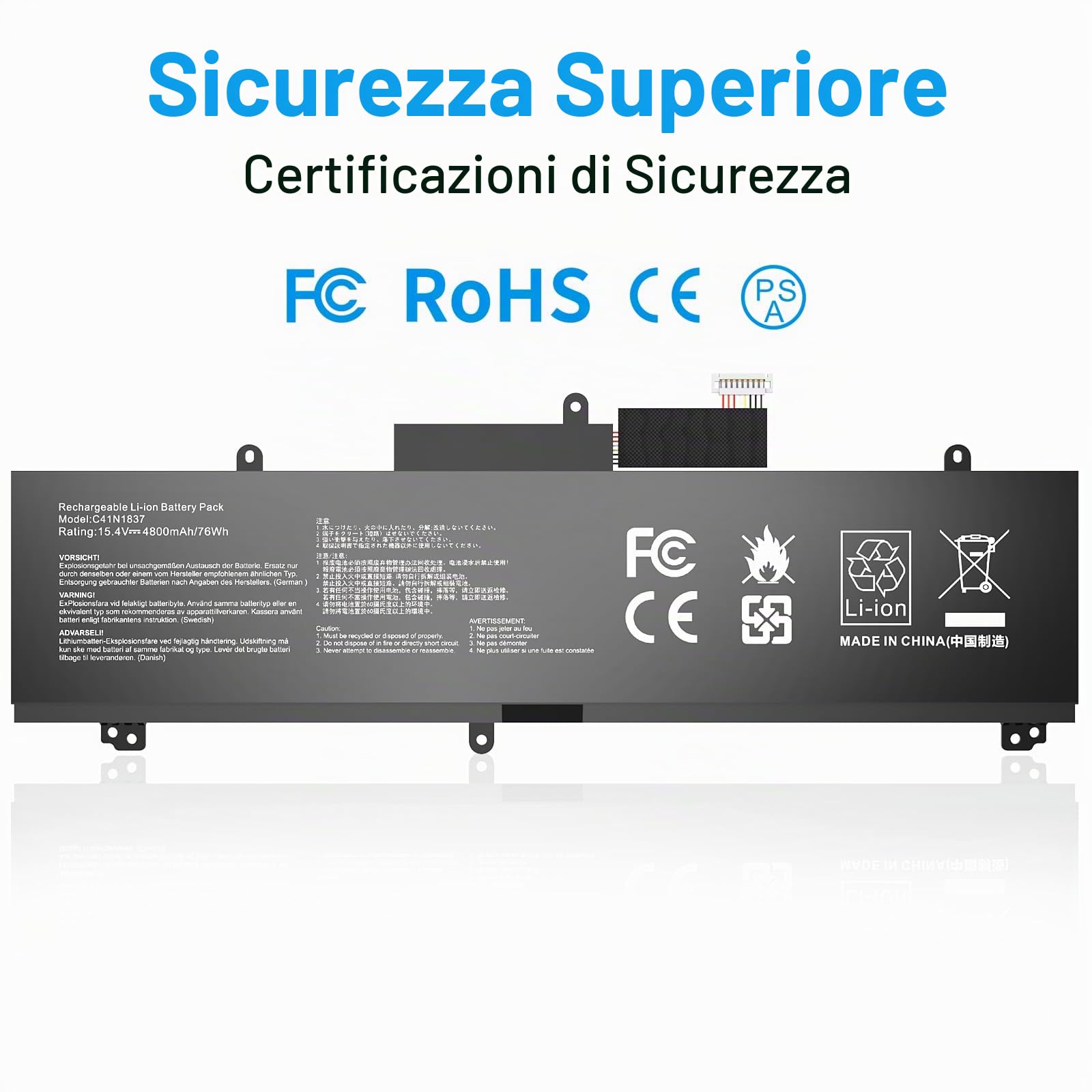 Nuova batteria di ricambio C41N1837 per ASUS ROG Zephyrus GU502 GU502DU GU502LU GU502LW GU502LV GU532GW GA502GU GA502IV GA502D GA502DU GX532GV GX532GW GX502GV GX502GV GX502GV 502 GW. GX532