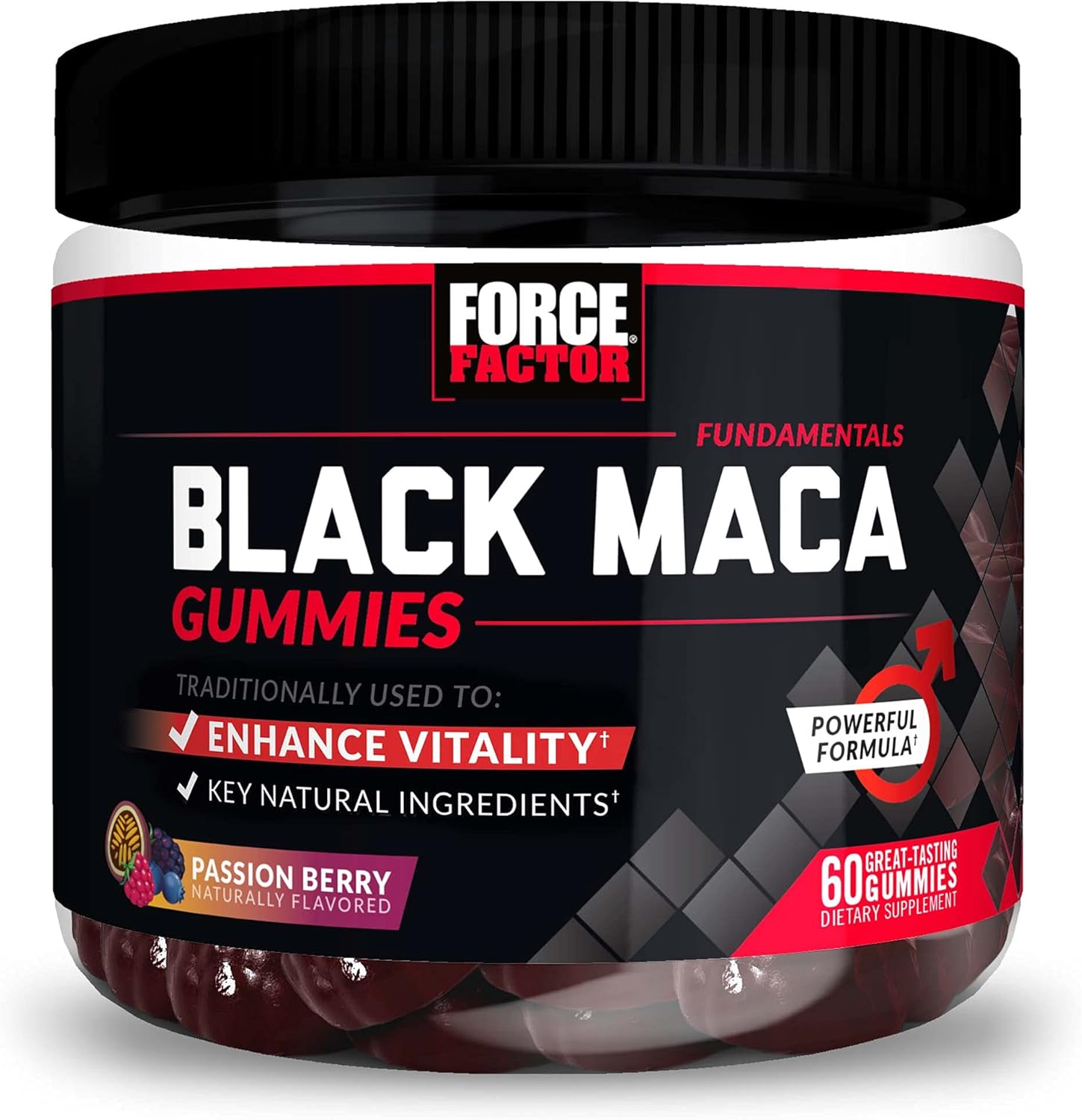 Force Factor Black Maca Gummies, Black Maca Root to Enhance Vitality in Men & Women, Increase Energy & Strength, with BioPerine for Superior Absorption, Delicious Passion Berry Flavor, 60 Gummies : Health & Household