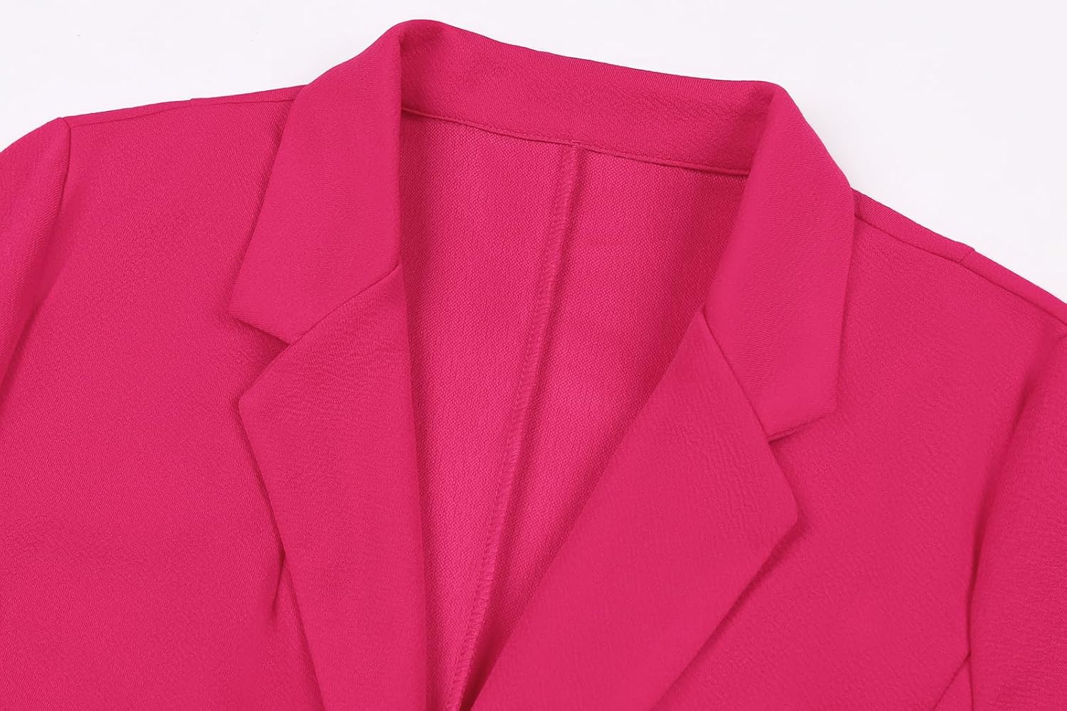 Casual Blazers for Women 3/4 Sleeve One Button Suit Jacket Blazer Work Office Notched Lapel Blazer with Pockets(Hot Pink M) - Image 4