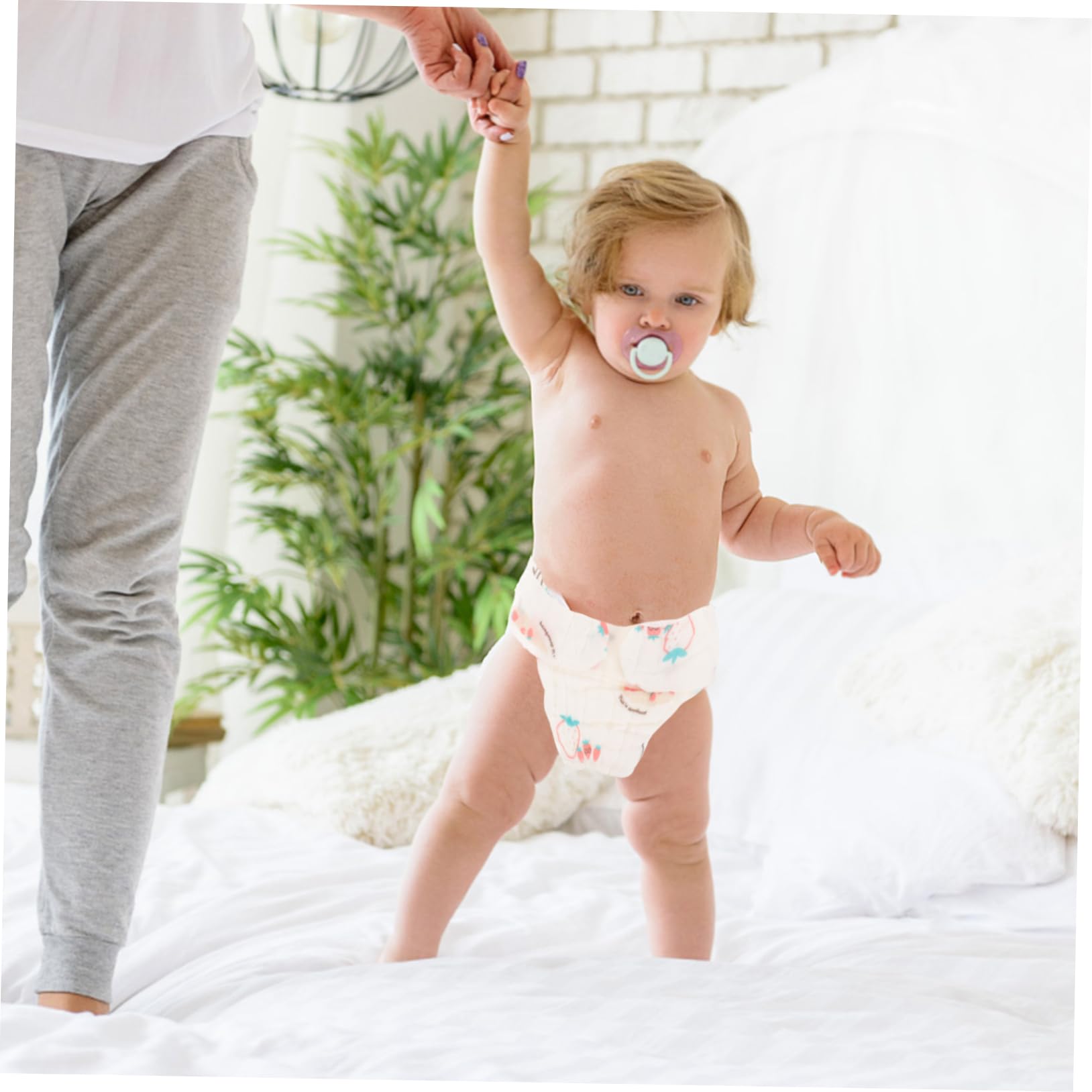 Abaodam Pañales Reutilizables De Algodón Para Niña, Talla s (0-3 Meses), 2 Piezas, Absorción Cómoda, Transpirable, Lavables Para Bebés, Uso Diario y Entrenamiento Temprano