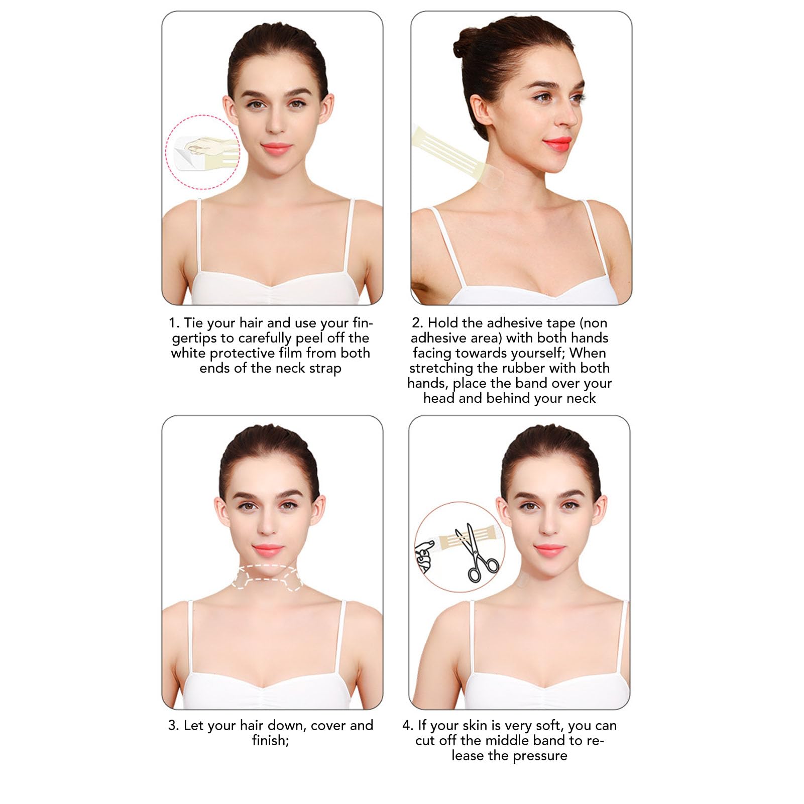 Cinta De Estiramiento Facial, Cinta De Levantamiento De Cuello Y Cara Que Elimina Las Arrugas, Adhesivo Impermeable Para El Cuello, Parche De Estiramiento Facial, Color De Piel Para Ocultar Arrugas Fa