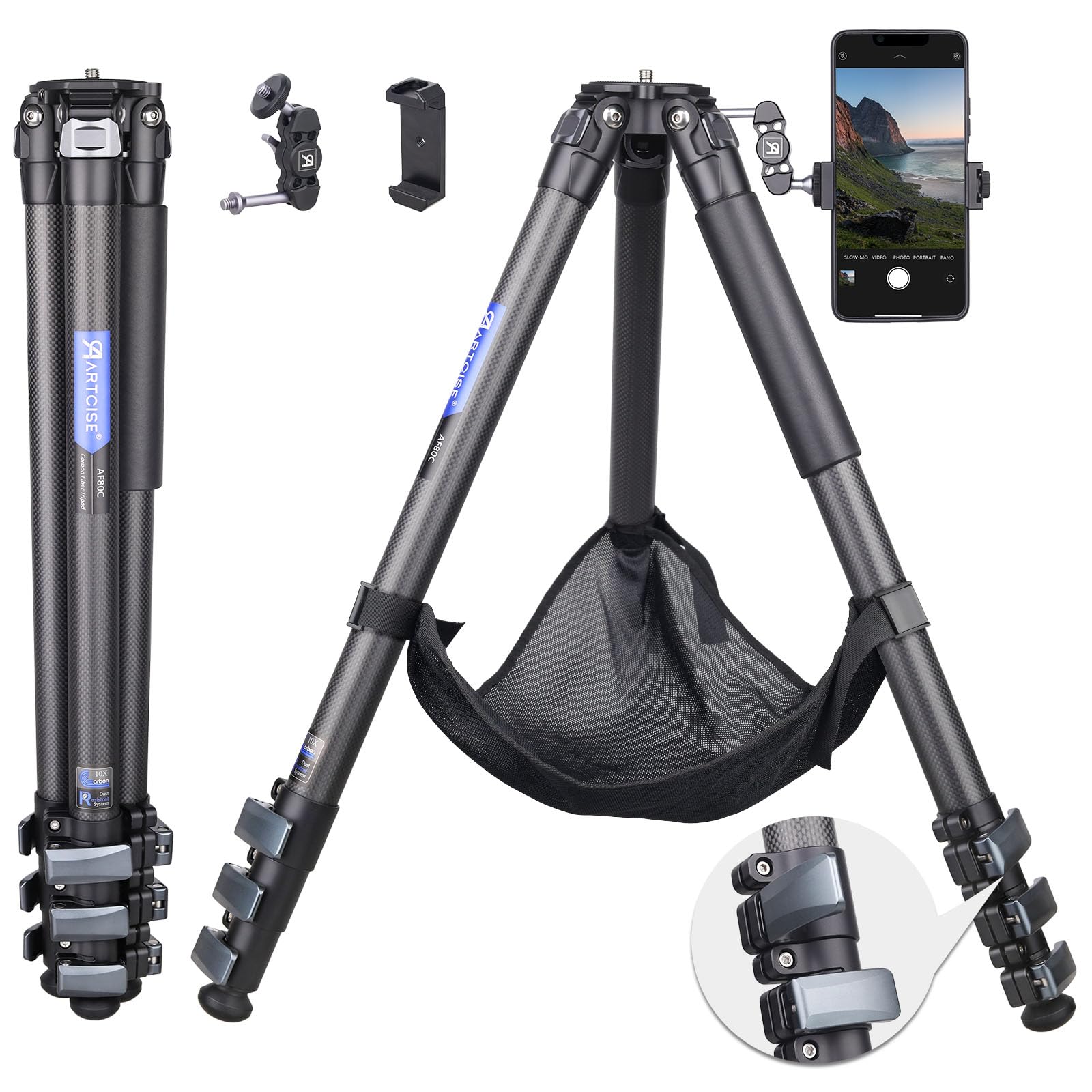 Amazon | ARTCISE コンパクト カーボン トラベル三脚 最大32.5mm