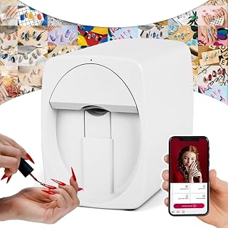 3D Nail Printing Machine, Portable Digital Mobile Nail Art Printer, Support App/DIY, Fast Drawing in 30s, Nail Printer for Beauty & Personal Care, Girls' Home Nails White