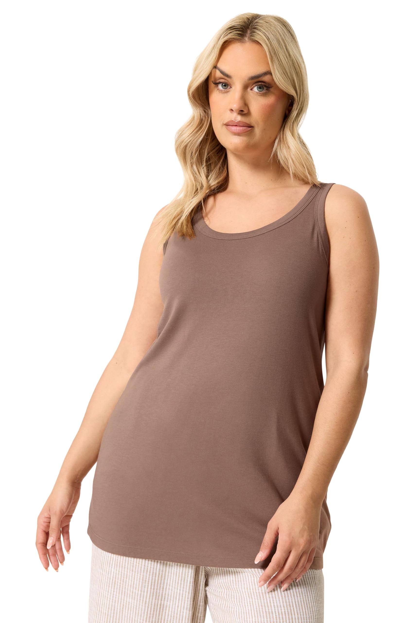 Yours Curve Brown Basic Core Vest Top - Women's - Plus Size Curve