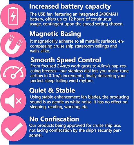 Miniatura 6 de Ventilador magnético de crucero con batería recargable que se adhiere magnéticamente en techos y paredes de cabina, circulador de aire de cabina