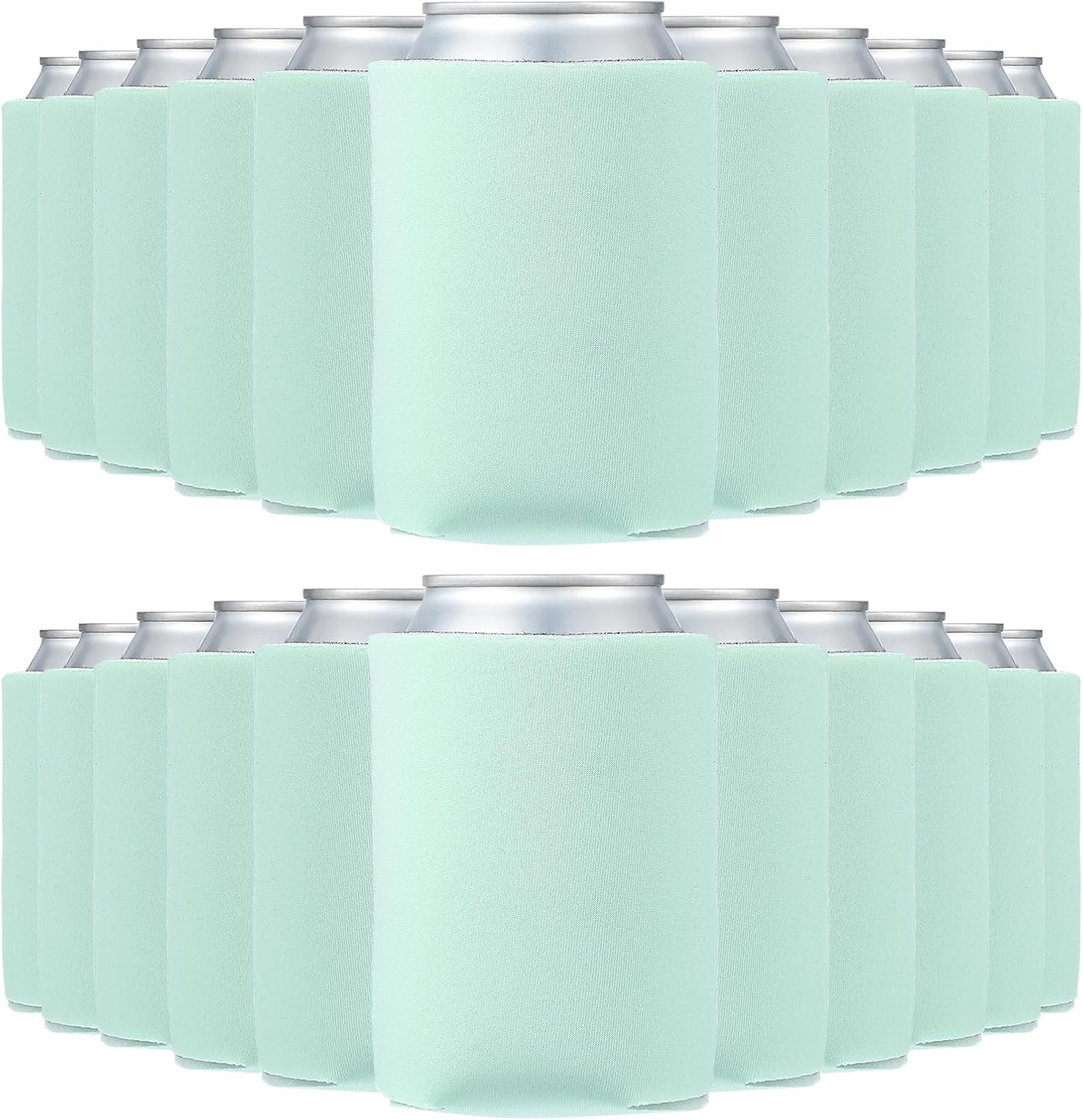 PATIKIL Blank Beer Can Cooler Sleeves, 100Pcs Plain Bulk Collapsible Bottle Sleeve Insulated Foam Can Cover for 10oz Bottle Can Wedding Party Events HTV Sublimation, Mint Green