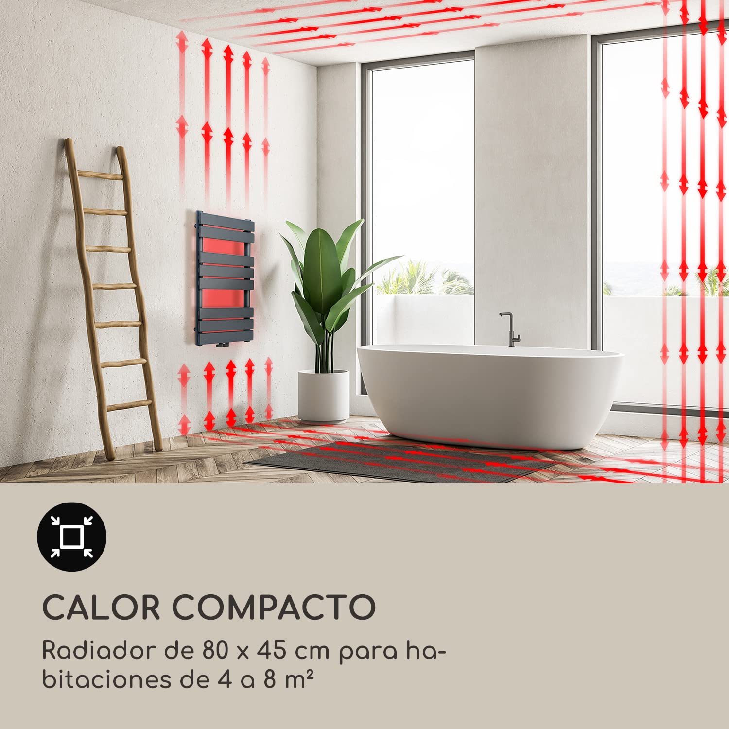 blumfeldt Radiador Electrico Bajo Consumo, Estufa Vertical Montaje Pared Cuarto Baño, Radiadores Silenciosos con Termostato, Estufa de Agua Caliente Alto y Vertical de 355 W, Calefactor Baño