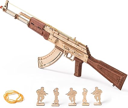 ROKR 3D Puzzles for Adults, Wooden 3D Puzzle Model AK47 Rubber Bands Gun Toys Building Kits, DIY Wood Crafts Cool Toy Hobbies for Men Women, Creative Assembly Gifts