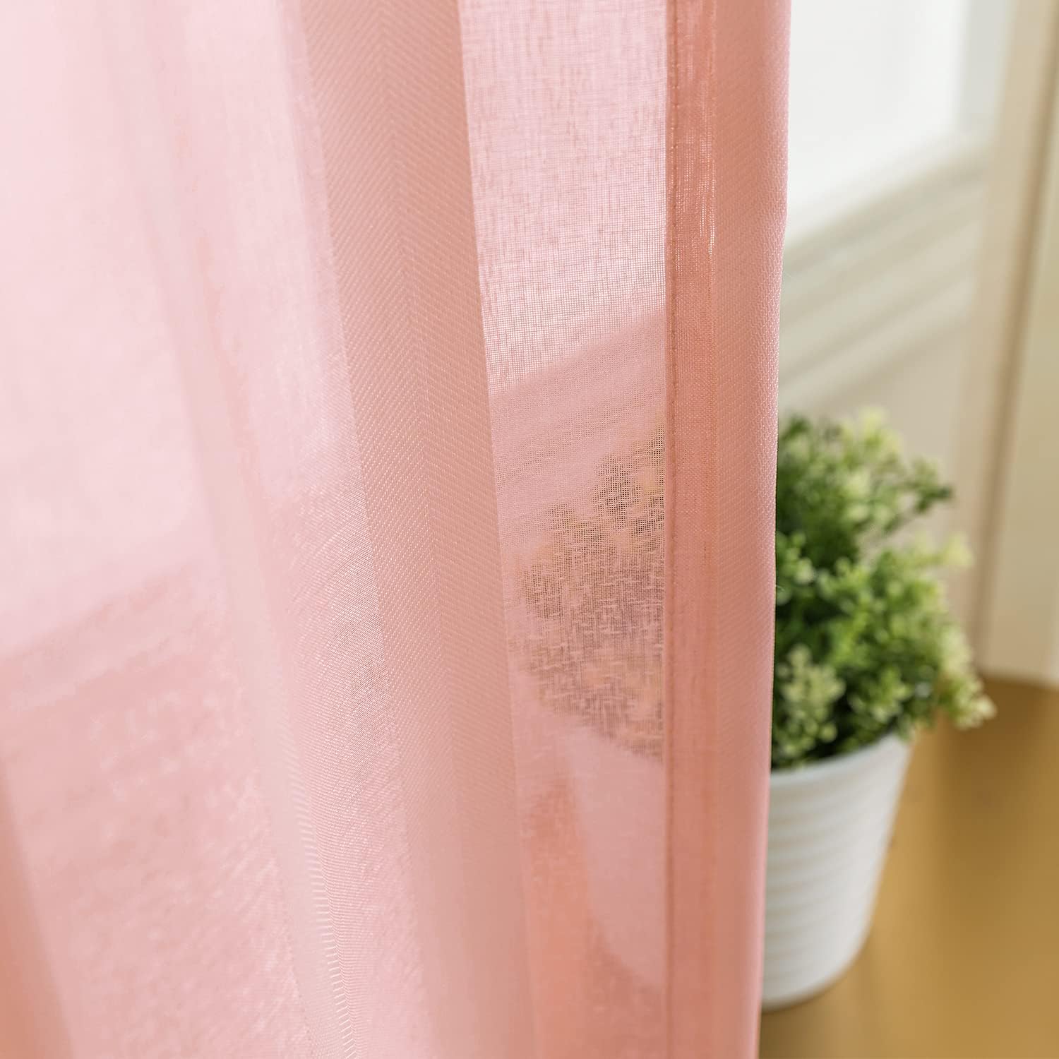 jinchan Kitchen Curtains 36 Inches Long Curtains for Kitchen Bathroom Tier Curtains Sheer Textured Small Drapery Basement Small Cafe Curtains Panels Short Valances Window Treatment Set 2 Panels Pink