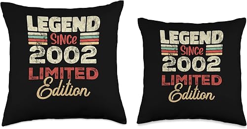 Miniatura 3 de Retro Since 2002 Limited Edition Born in 2002 21st Birthday 21 Year Old Since 2002 Limited Edition Throw Pillow, 16x16, Multicolor