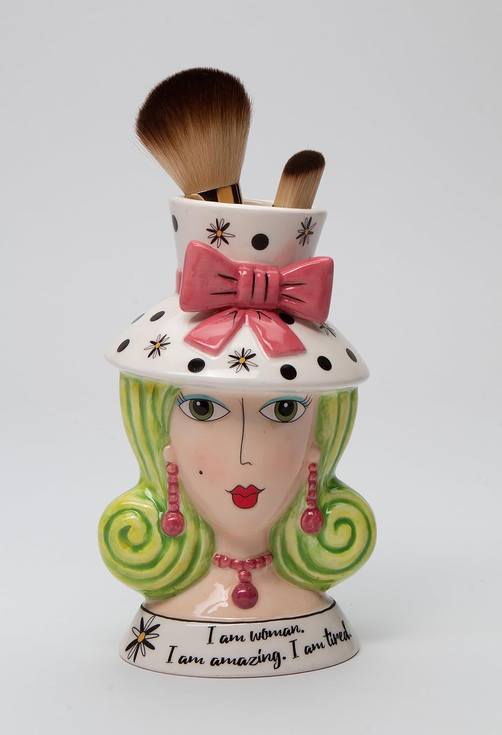Cosmos Gifts 62610 "I' am Woman. I' am Amazing. I' am Tired Lady Makeup Brush Holder/Vase