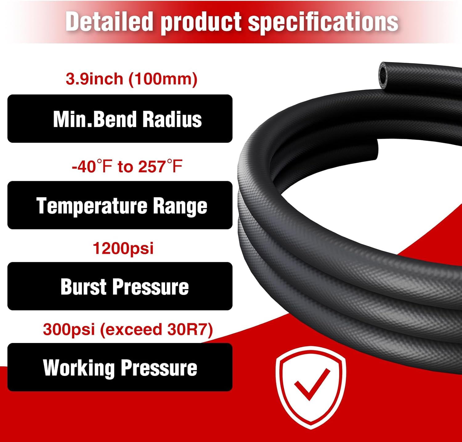 Fuel Line Hose Kit 10FT 6PCS With 20Pcs Clamps, 5/32" 3/8" 5/16" 1/4" 1/2" 3/16" ID NBR Rubber Push Lock Hose High Pressure 300PSI for Small Engines, Automotive