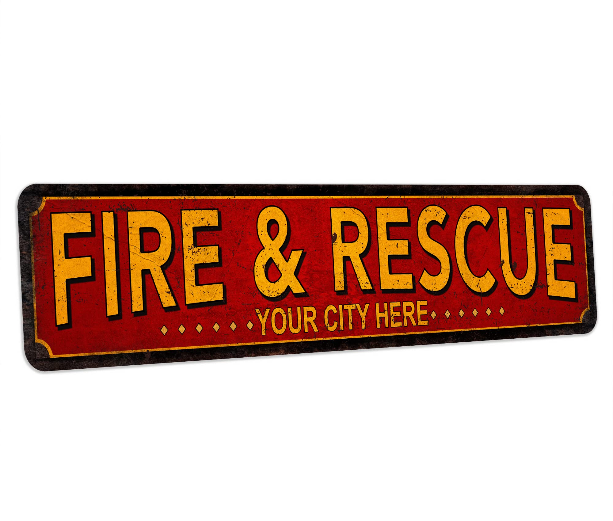 Custom Fire & Rescue Sign Firefighter Department Fireman Personalized My City Gift Mancave Red Line Wall Art 4x18 204182002067