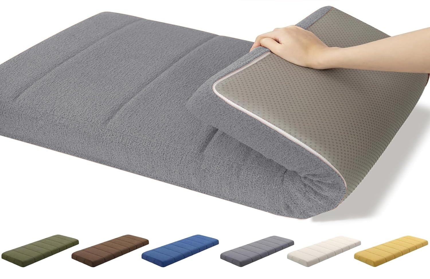 AQIGR Non Slip Bench Cushion Indoor Kitchen - 120/150/80/90/130/180/100 cm Outdoor Seat Pad for Bay Windows, Dining Benches, Swings, Sofas & Porch Furniture with Zipper(Grey,30x135CM) — image 1