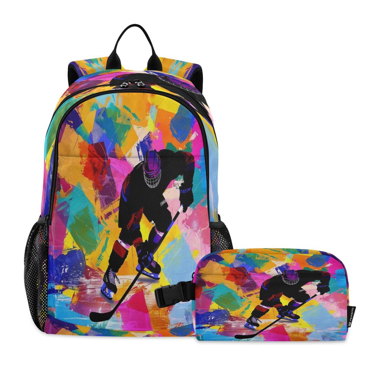 Sac à dos hockey sur glace aquarelle, le cadeau de rentrée idéal pour enfant