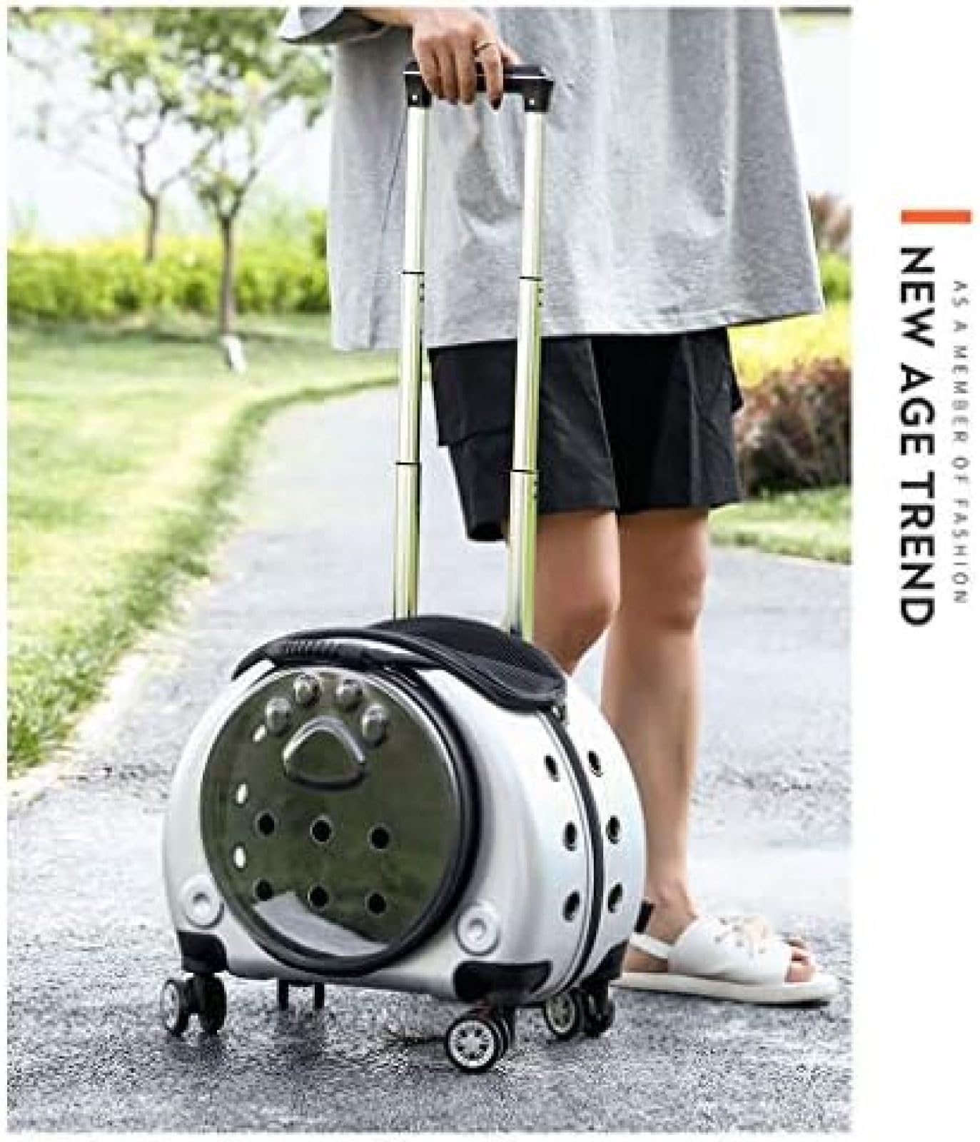 Bolsa De Transporte, Mochila con Ruedas para Mascotas, Perro con Ruedas Premium Alrededor del Transportador De Viaje para Gatos, Cochecito para Perros Pequeño con Ruedas Agrandadas Y Ventilación,P