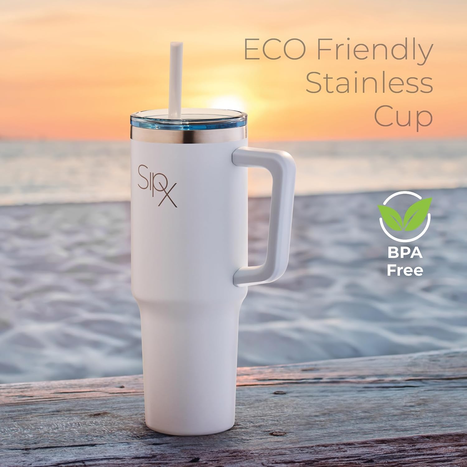 SIPX™ 30 oz Insulated Tumbler with Handle & Straw – Vacuum Insulated Stainless Steel, Leakproof, Cupholder Friendly – Perfect for Iced Coffee, Water & Travel – White - Image 7