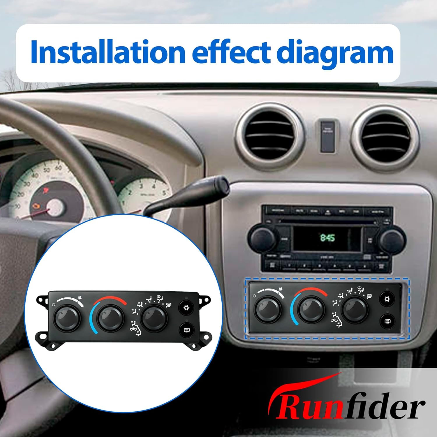 P55056569AC A/C Heater Climate Control Panel Module for Dodge Ram 1500/2500/3500 2006-2008 & 2008-2011 Dakota Replaces P55056569AD, 55056569AE, Air Conditioning & Heating Switch