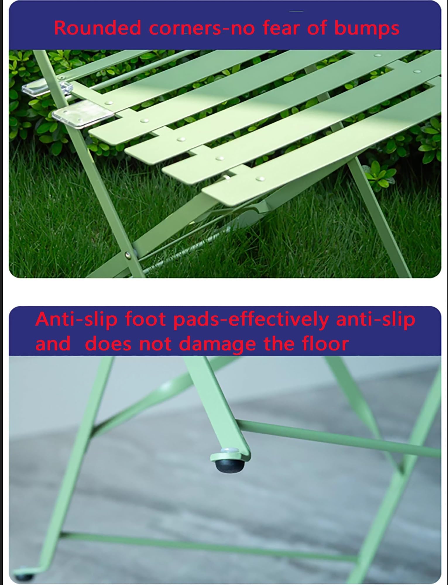 Generico Set da bistrot da giardino, set da bistrot pieghevole da 3 pezzi, tavolo e sedie da esterno, sedie da tavolo da giardino for balcone, cortile, giardino(Powder blue)