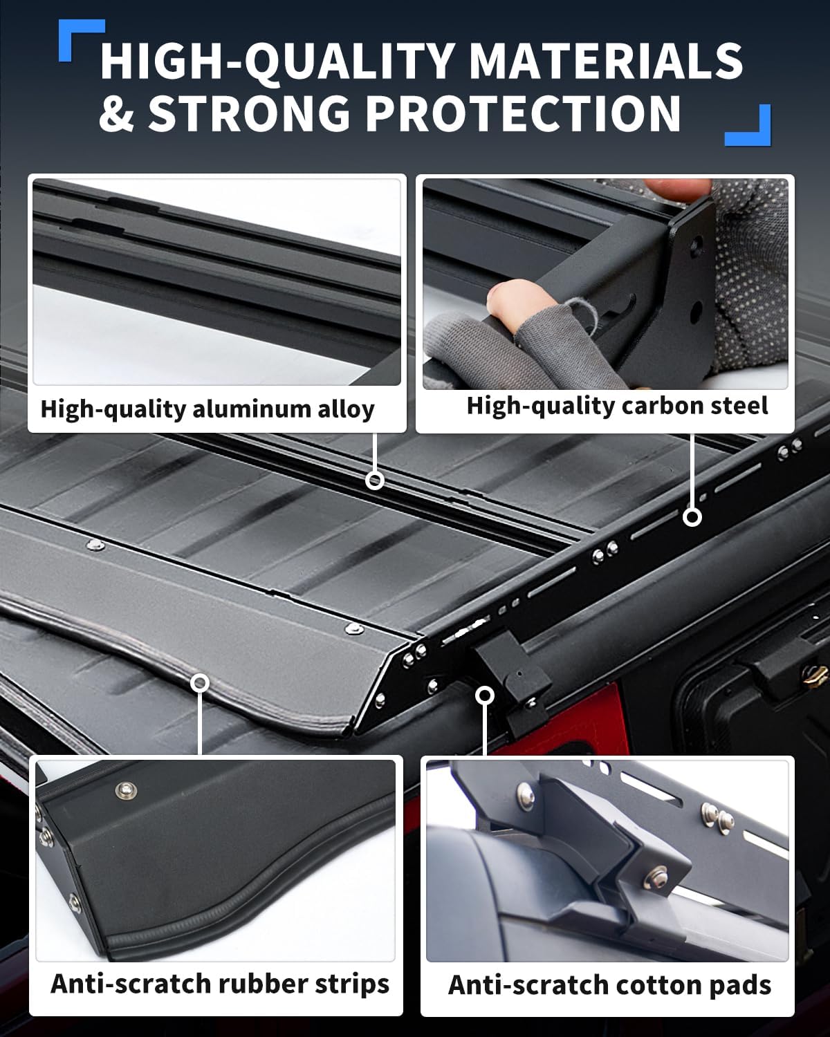 ROADER JL JT Roof Rack Rear Cargo Basket Fit for 2018-2025 Jeep Wrangler JL JLU & Gladiator JT Hardtop 2/4 Door, Half Short Roof Platform Aluminum Crossbars Overland Rooftop Storage Cargo Carrier - Image 4