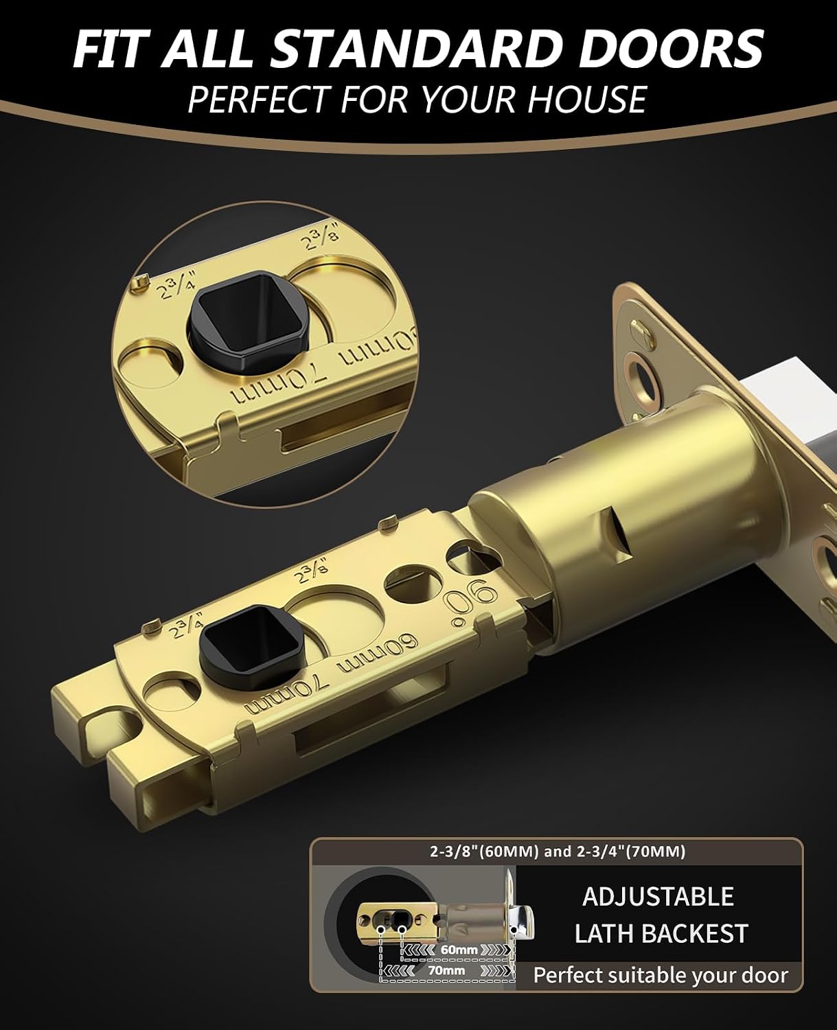 Amerdeco 6 Pack Champagne Bronze Passage Interior Door Handles | Keyless Passage,Fits 1-3/8"-1-3/4" Doors,Adj. 2-3/8"-2-3/4" Latch,Heavy-duty Zinc,Easy DIY Setup