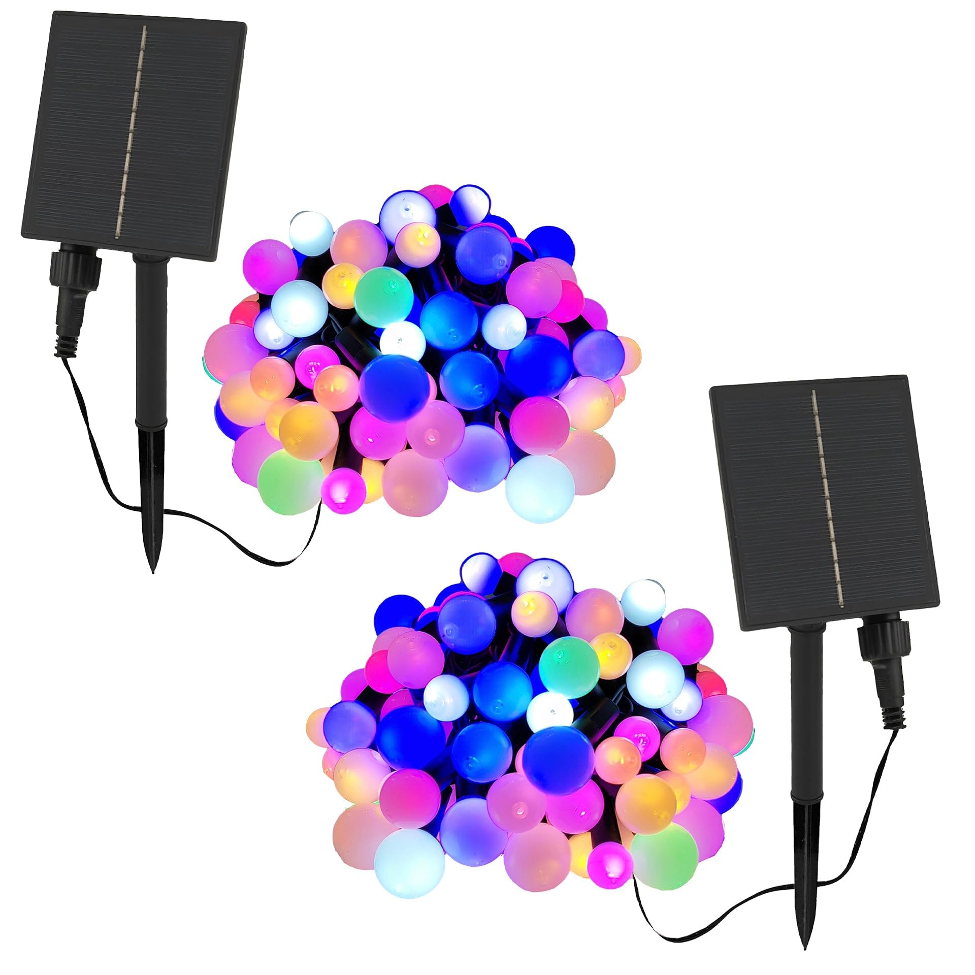 BILLY 2 Stück Solar-Lichterkette, 100 bunte runde LED-Leuchtmittel, 10,90 m