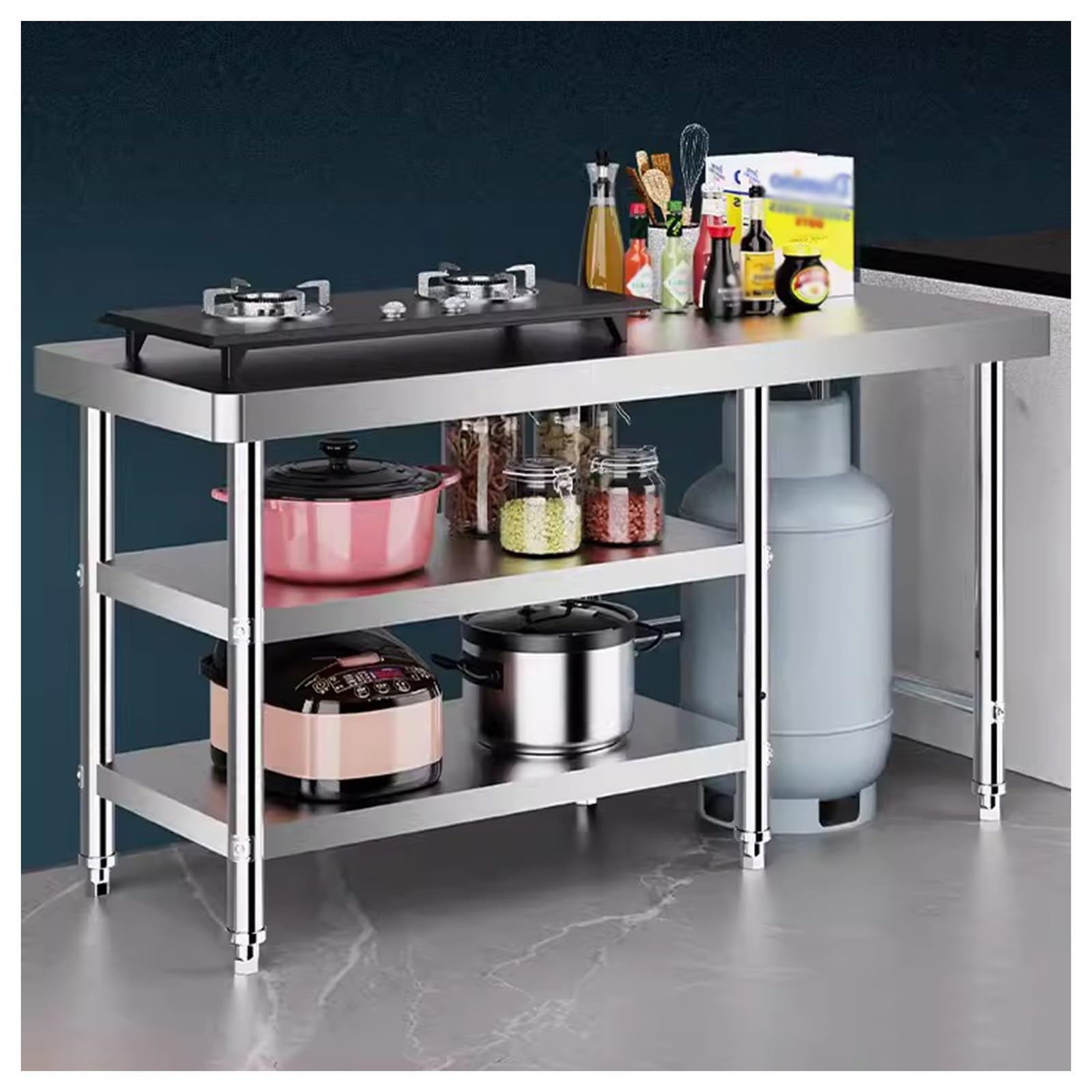 GXSFLG Tavolo Da Lavoro A 3 Livelli, In Acciaio Inox, Per