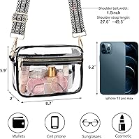 Vista 9 de WEDDINGHELPER Bolsa cruzada transparente, bolsa transparente aprobada para estadios con correa ajustable para conciertos deportivos, festivales