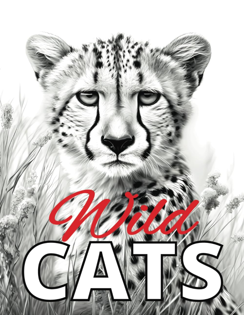 Wild Cats: Grayscale Cat Coloring Book for Adults
