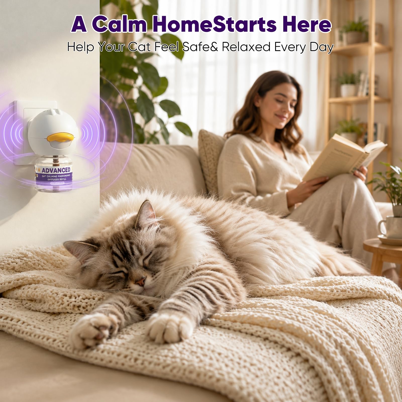 EIUIO Lot de 2 recharges pour diffuseur apaisant pour chat