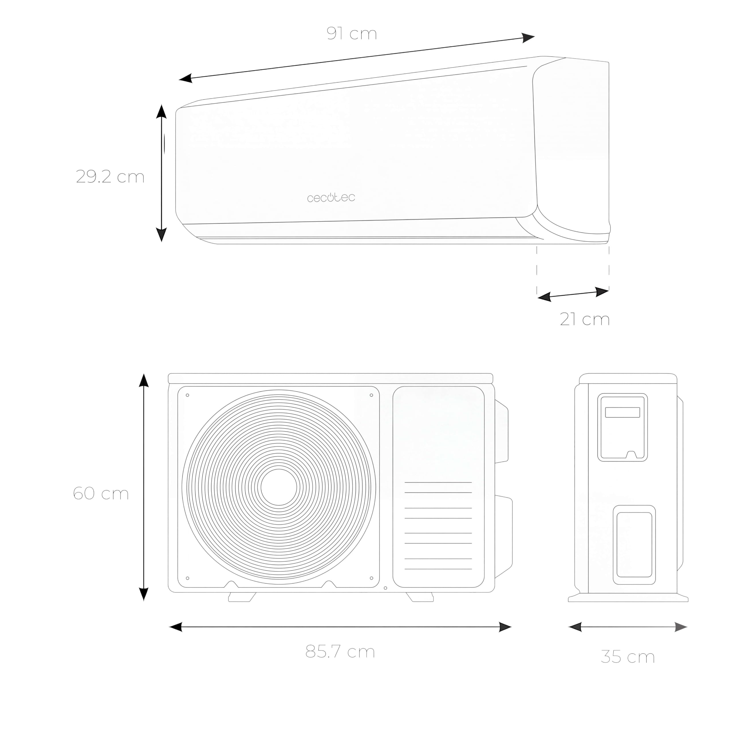 Cecotec Aria Condizionata Split AirClima 18000 Smartfresh. 18000 BTU, Motore DC, Pompa di calore, Telecomando, Display LED, Sistema Inverter, 5 modalità, 8 velocità, Copertura 35 m2