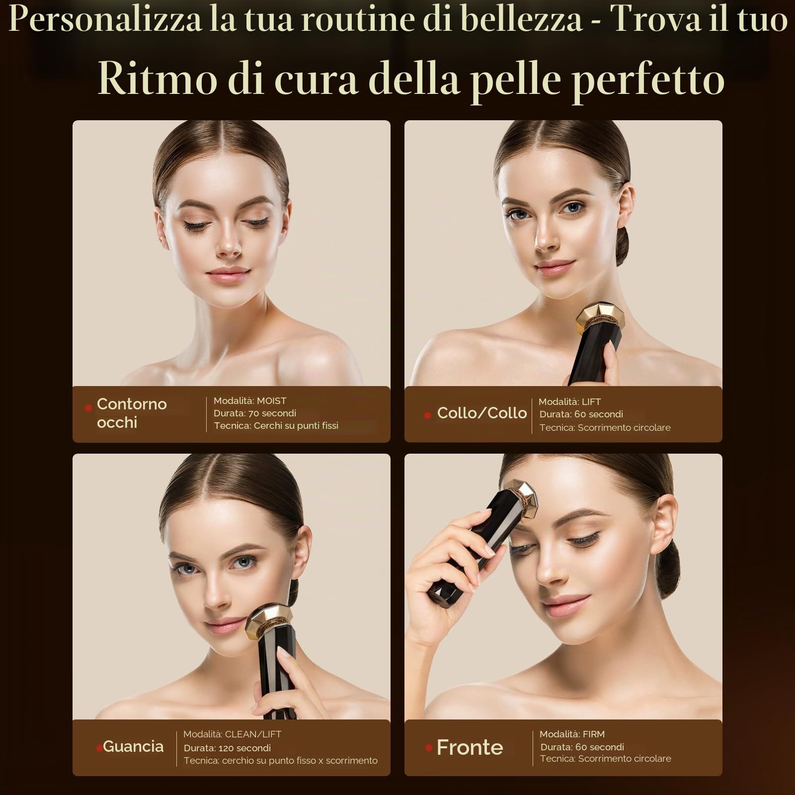 ANLAN Radiofrequenza Massaggiatore Viso Oro 18K Antirughe Professionale Antietà. Pelle Sensibile Disponibile