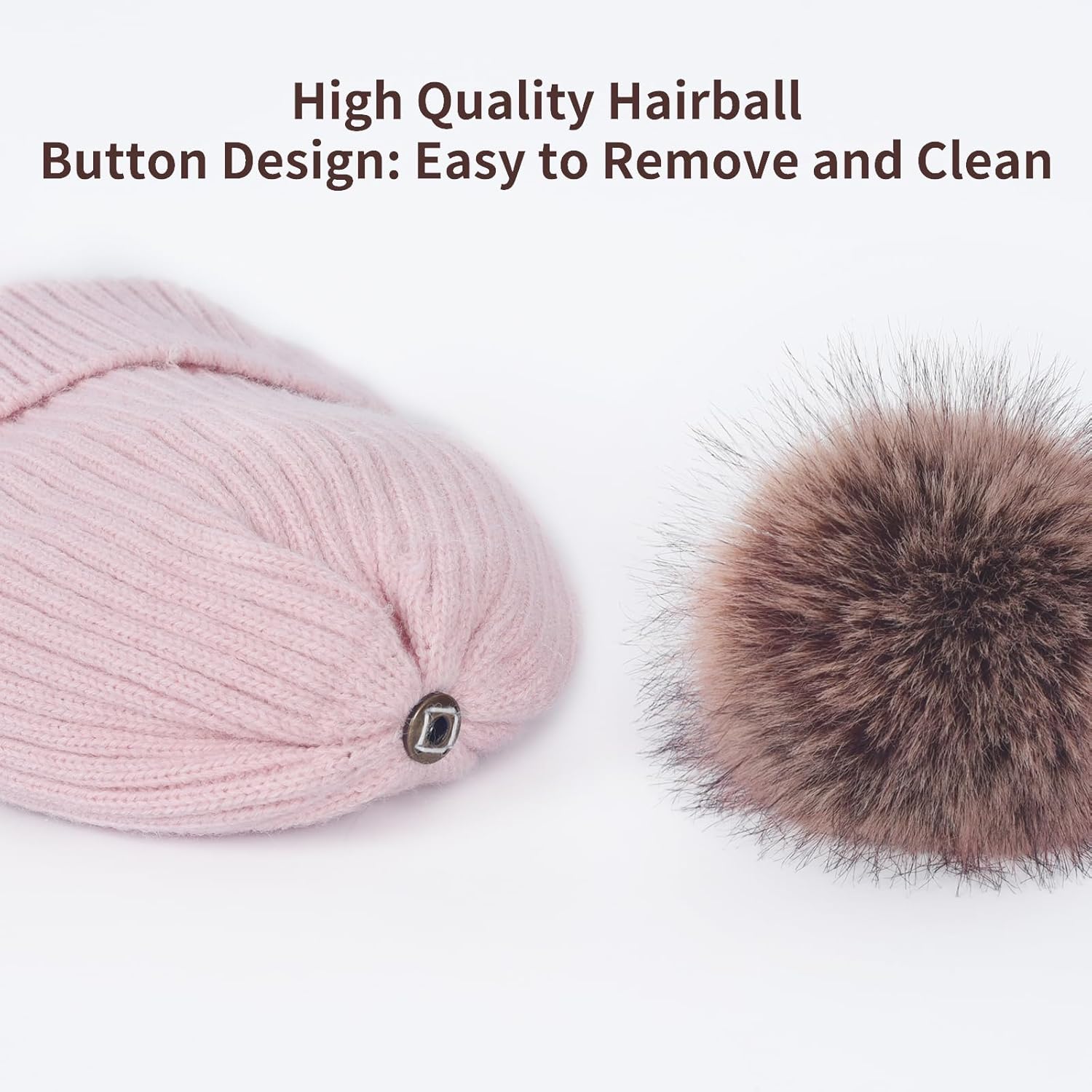 Winter Beanie Hat Scarf Gloves Set for Women, Classic Beanie with Removable Pom Pom Long Scarf Touchscreen Gloves 3 in 1 Set - Image 4