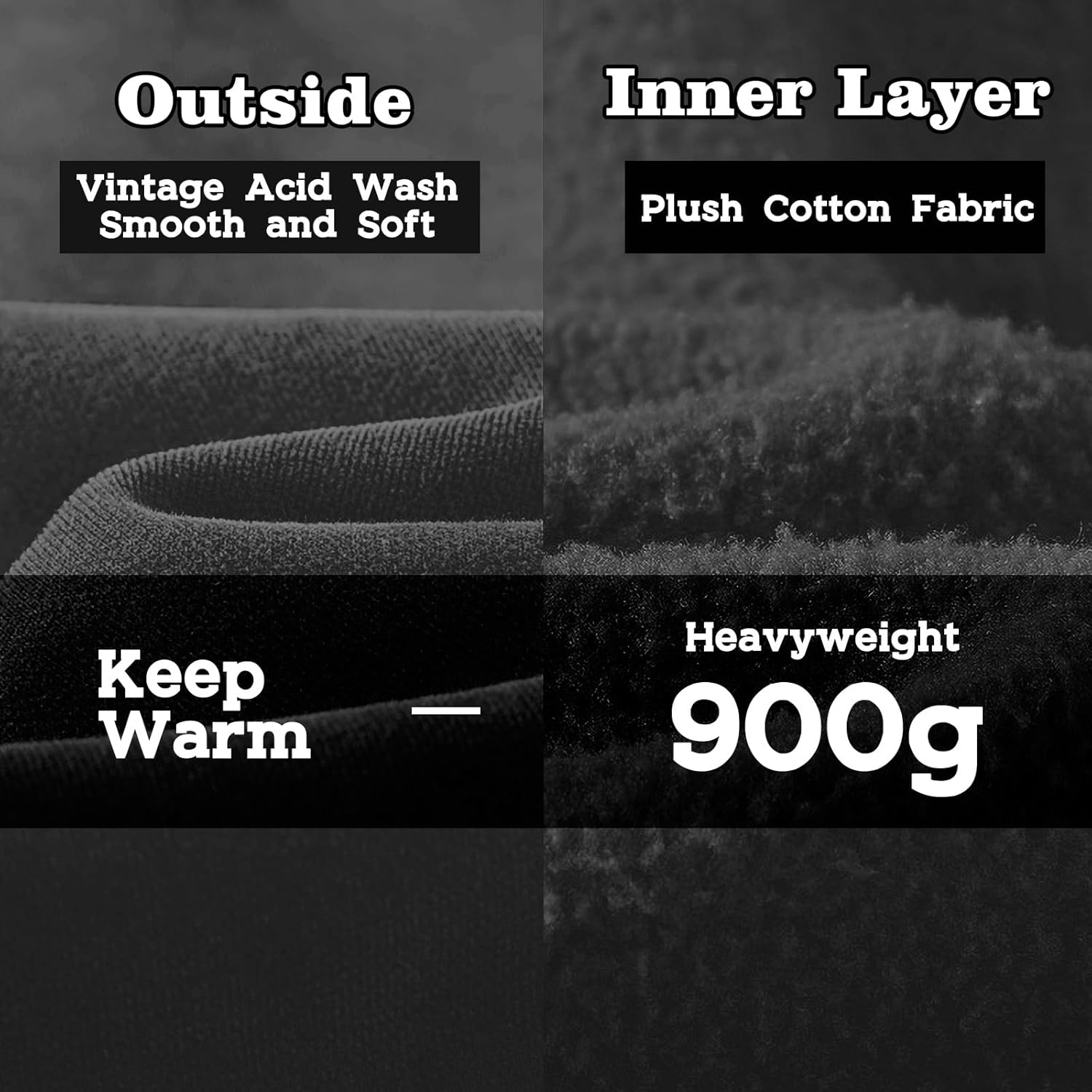 FAIABLE Mens Womens Oversized Acid Wash Hoodie Unisex Heavyweight Fleece Sweatshirt Vintage Cotton Hoodies 2026 - Image 4