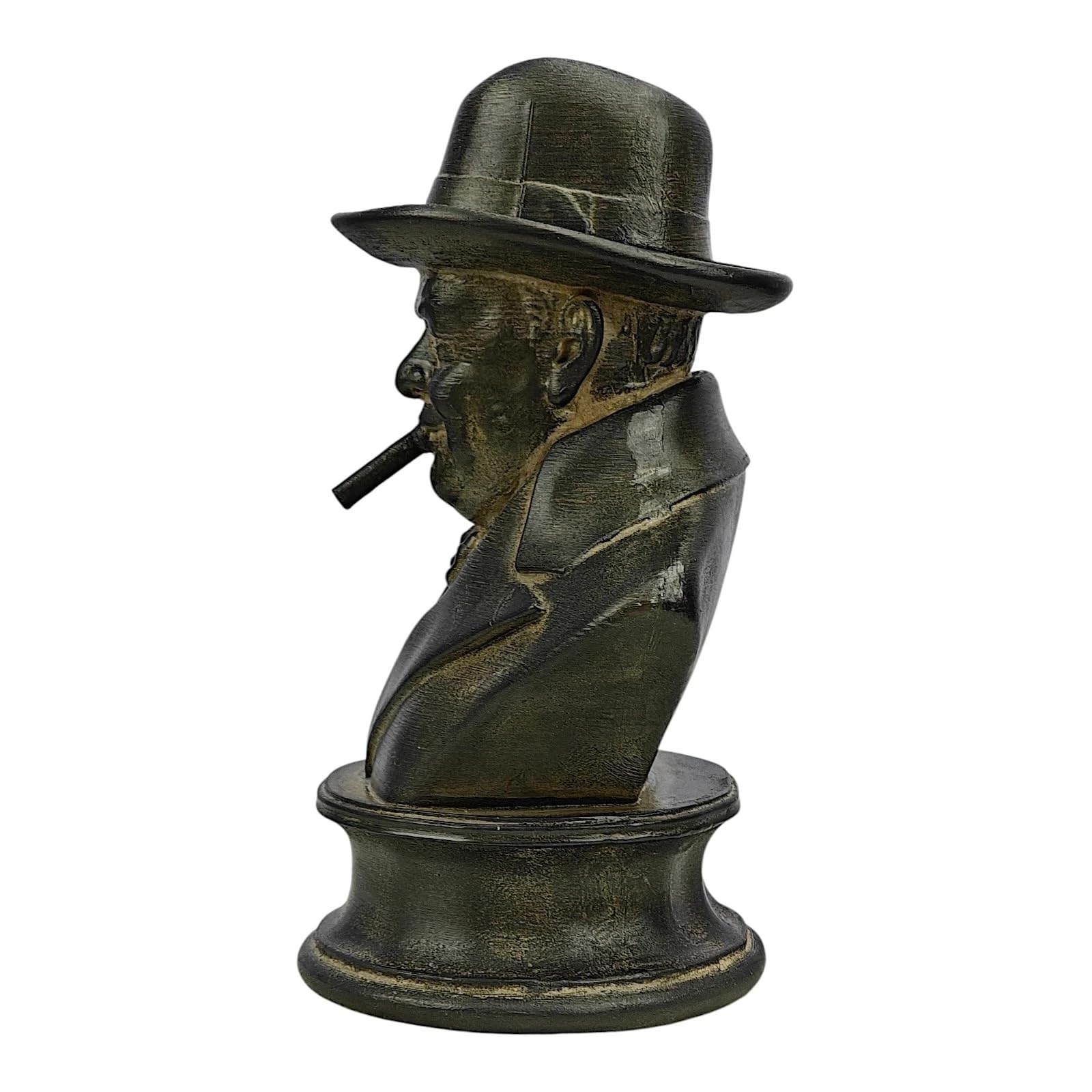 Winston Churchill popiersie statuetka brytyjskiego premiera cygaro rzeźba Moldano twardy tynk ręcznie wykonany w Grecji historyczna dekoracja 18 cm