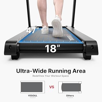YESOUL 0%/10% Incline Foldable Treadmill, Heavy Duty Treadmills for Home