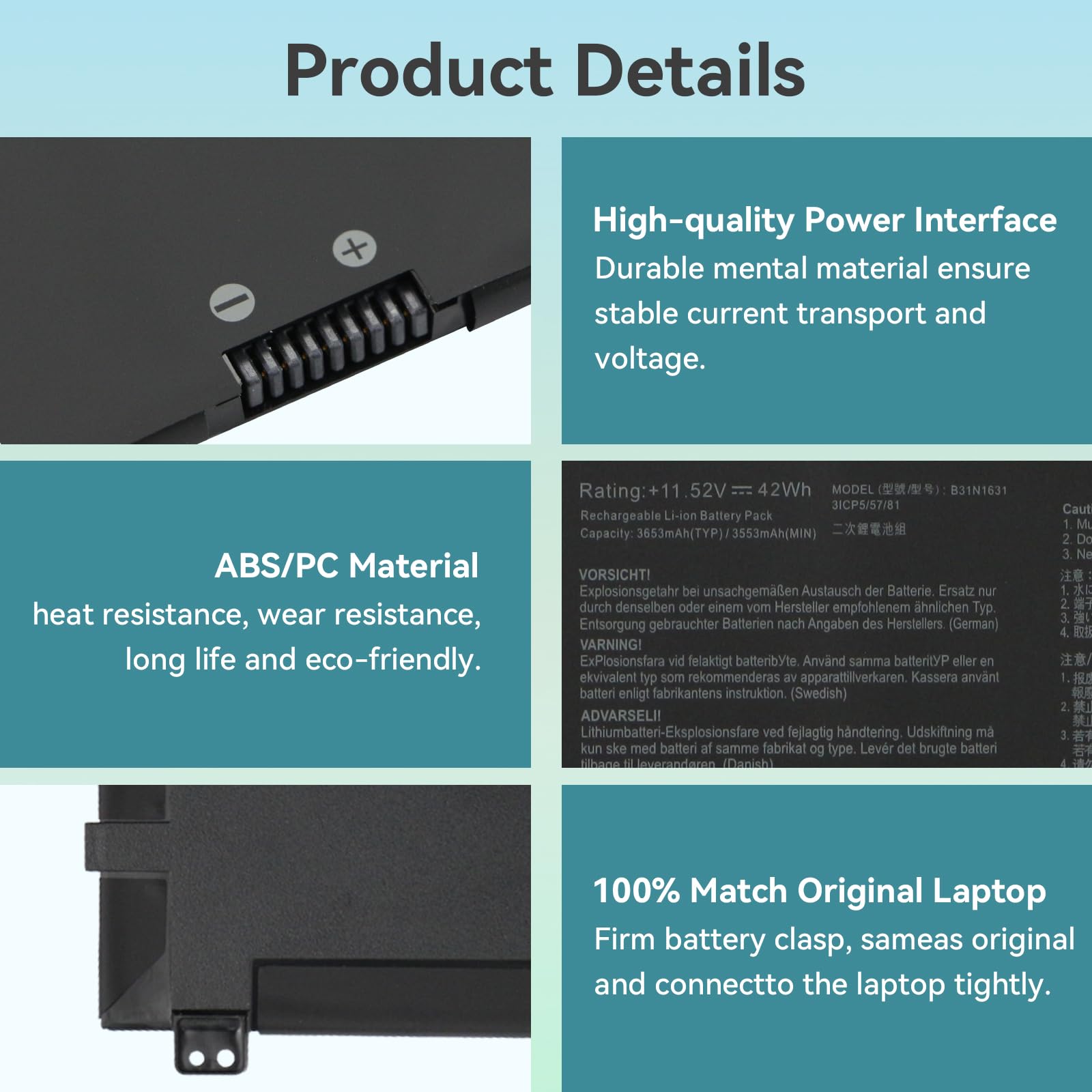 K KYUER B31N1631 Laptop Batterie pour Asus VivoBook 15 A505 F505 S505 X505 X505BA X505BP X505ZA A505BA A505BP A505ZA F505BA F505BP F505ZA S505BA S505BP S505ZA K505ZA R504BA R504BP R504ZA X505ZA-BQ117T