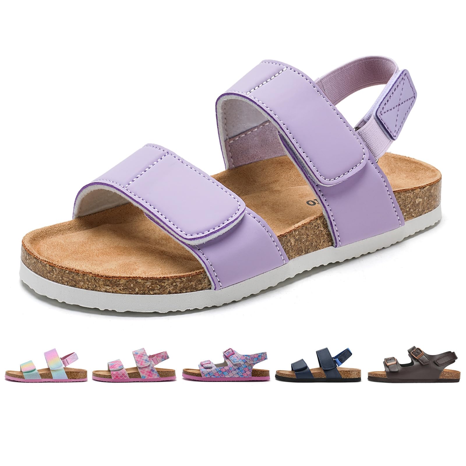 Torotto Sandalen Mädchen Jungen Mit Kork Sandals Kinder Pantoffeln Riemen Verstellbare Schnalle Rutschfeste Mit Klettverschluss Sandaletten für Drinnen und Draußen