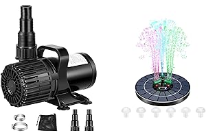 Solar & Electric 1600GPH Submersible Water Pump with Fountain Light for Pond