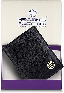 Genuine Leather Card Holder Wallet for Man & Women, RFID Protected ATM/Credit Card Holder Wallet for Men with 6 Slots and 1 Currency Slot, Gift for Men - Black