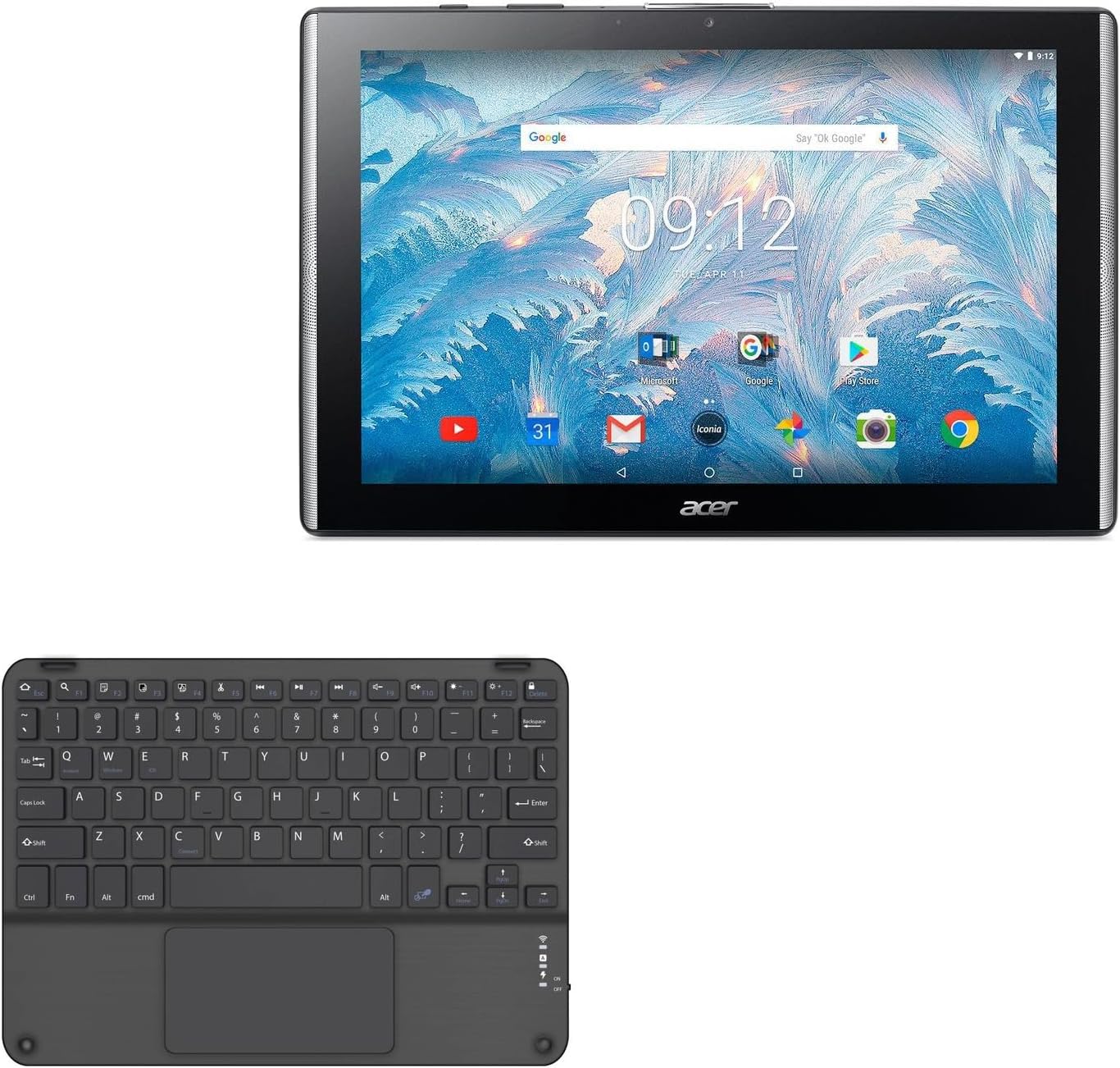 BoxWave Keyboard Compatible with Acer Iconia Tab 10 A3-A40 - SlimKeys Bluetooth Keyboard with Trackpad, Portable Slim TouchPad - Jet Black