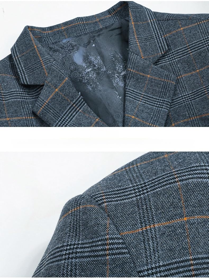 Genérico Americana Hombre Casual, Blazers Casuales para Hombre, Abrigos Deportivos, Chaqueta De Traje A Cuadros De 2 Botones, Traje De Trabajo De Oficina, Chaqueta con Bolsillo, Esmoquin Liso De Co