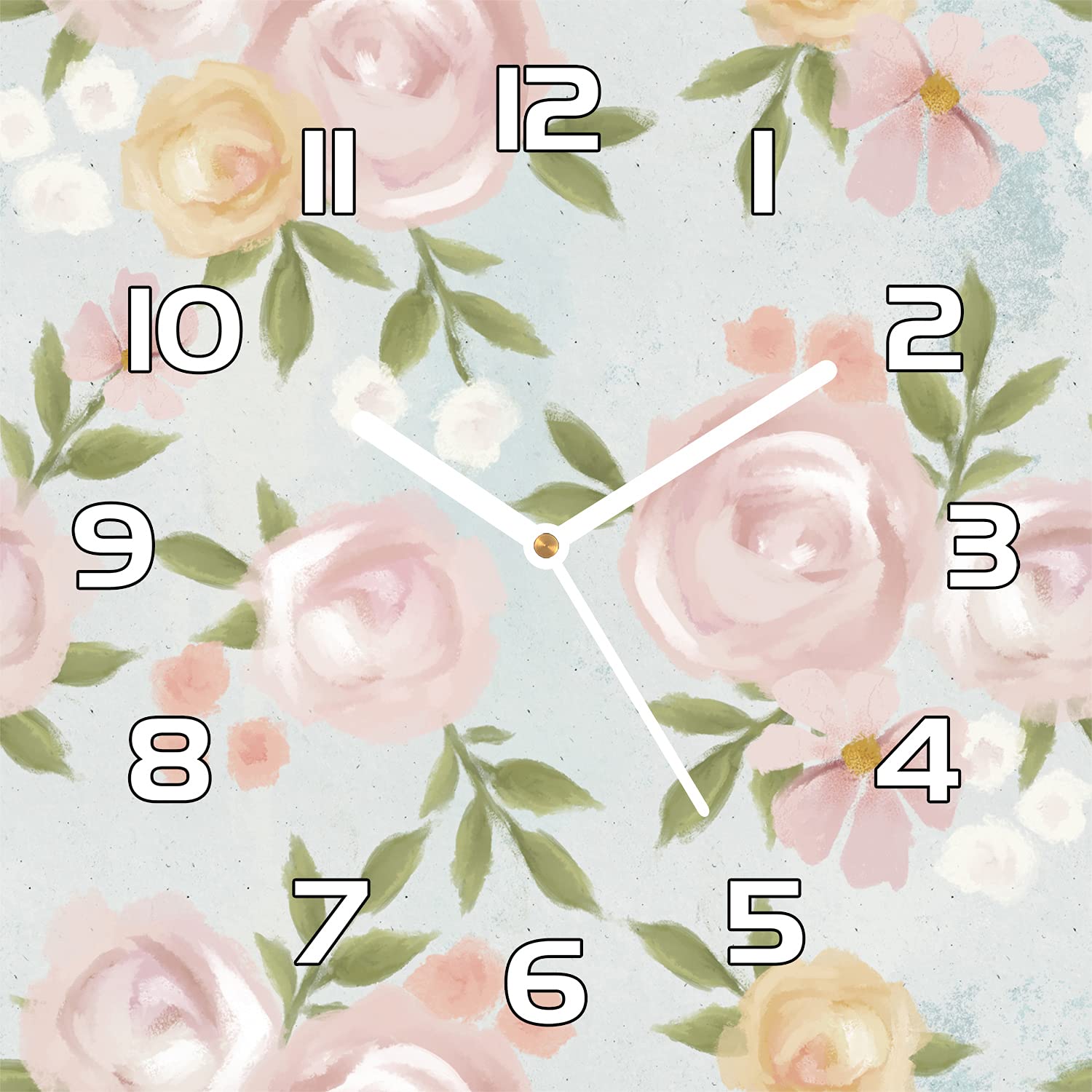Horloge en verre de sécurité Coloray 30x30 cm impression florale de qualité
