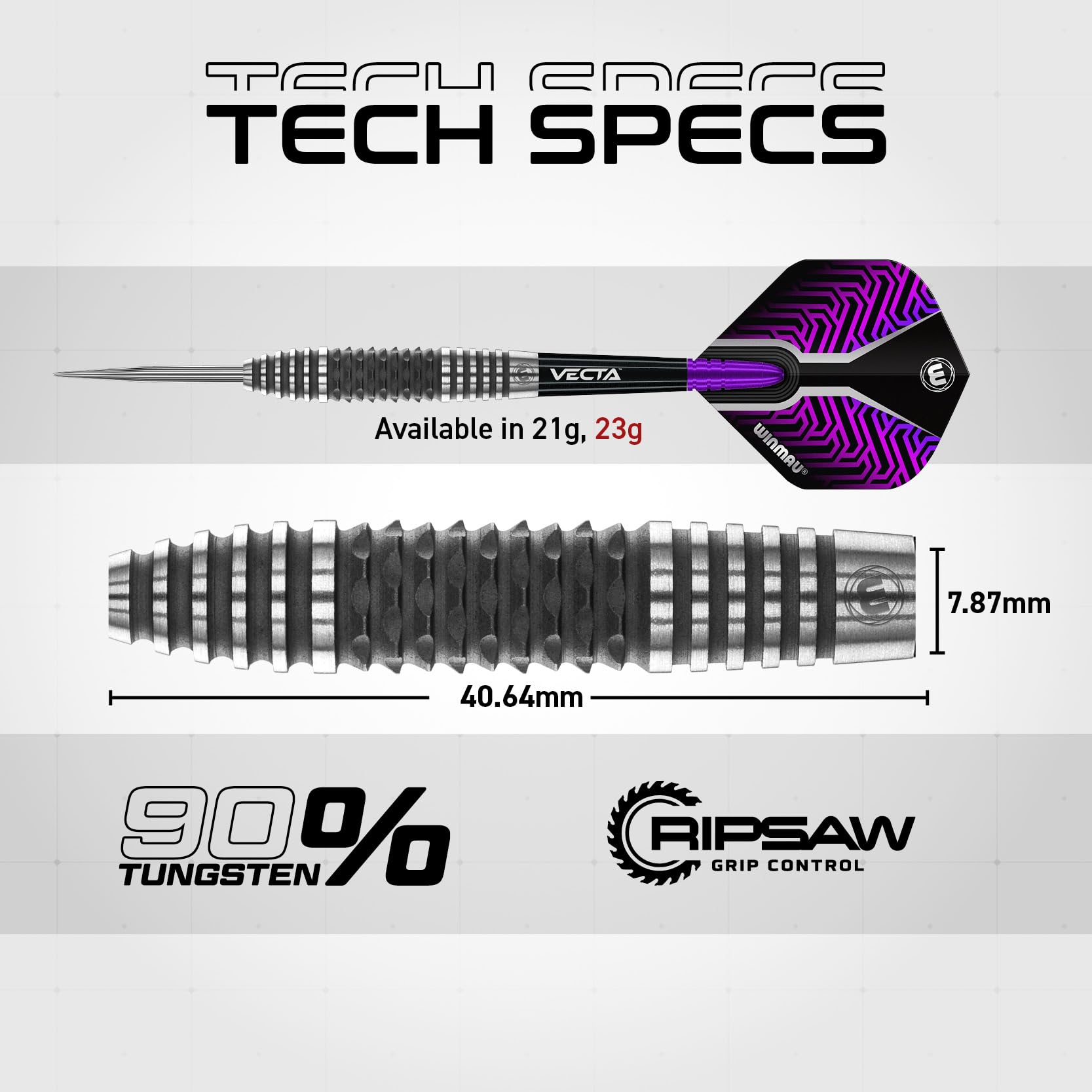 WINMAU Darts Kairos 23g 90% Professional Tungsten Steel Tip Darts Set including Dart Flights and Dart Shafts (Stems) - Image 4