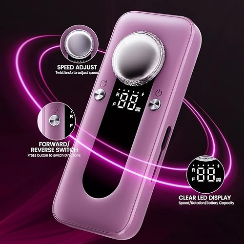 Miniatura 3 de Norala Taladro de uñas profesional, máquina de taladro eléctrico de uñas, taladro de uñas acrílico recargable inalámbrico, kit de lima de uñas