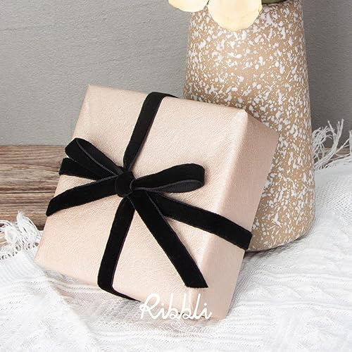 Miniatura 90 de Ribbli Cinta de terciopelo rojo oscuro de poliéster, carrete continuo de 5/8 pulgadas, cinta de Navidad para envolver regalos, ramos florales