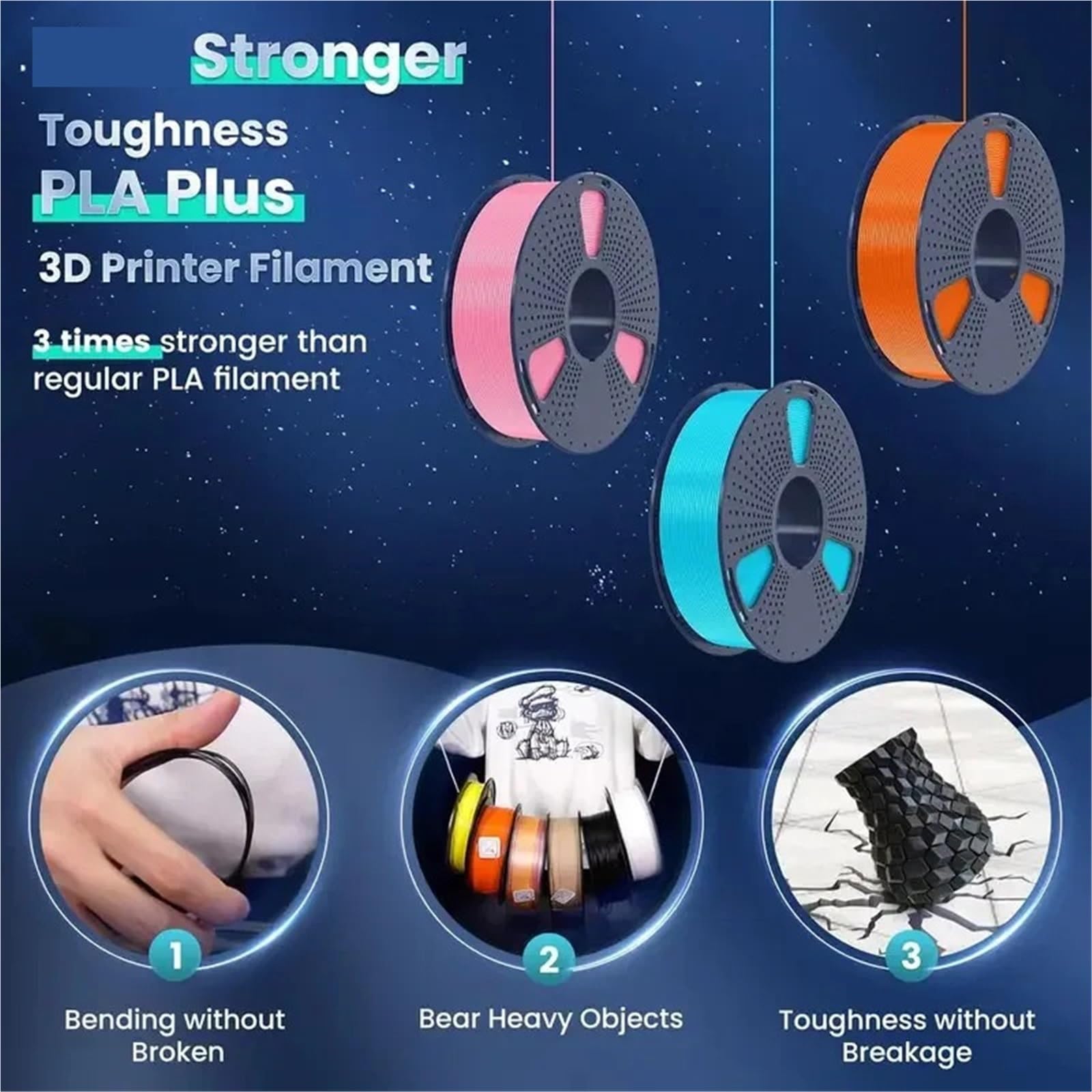 Filamento For Stampante 3D PLA Plus Da 1,75 Mm, Confezione Sfusa Da 10 Kg, Materiale Con Maggiore Resilienza In Più Colori Su Bobine Da 1 Kg(White)
