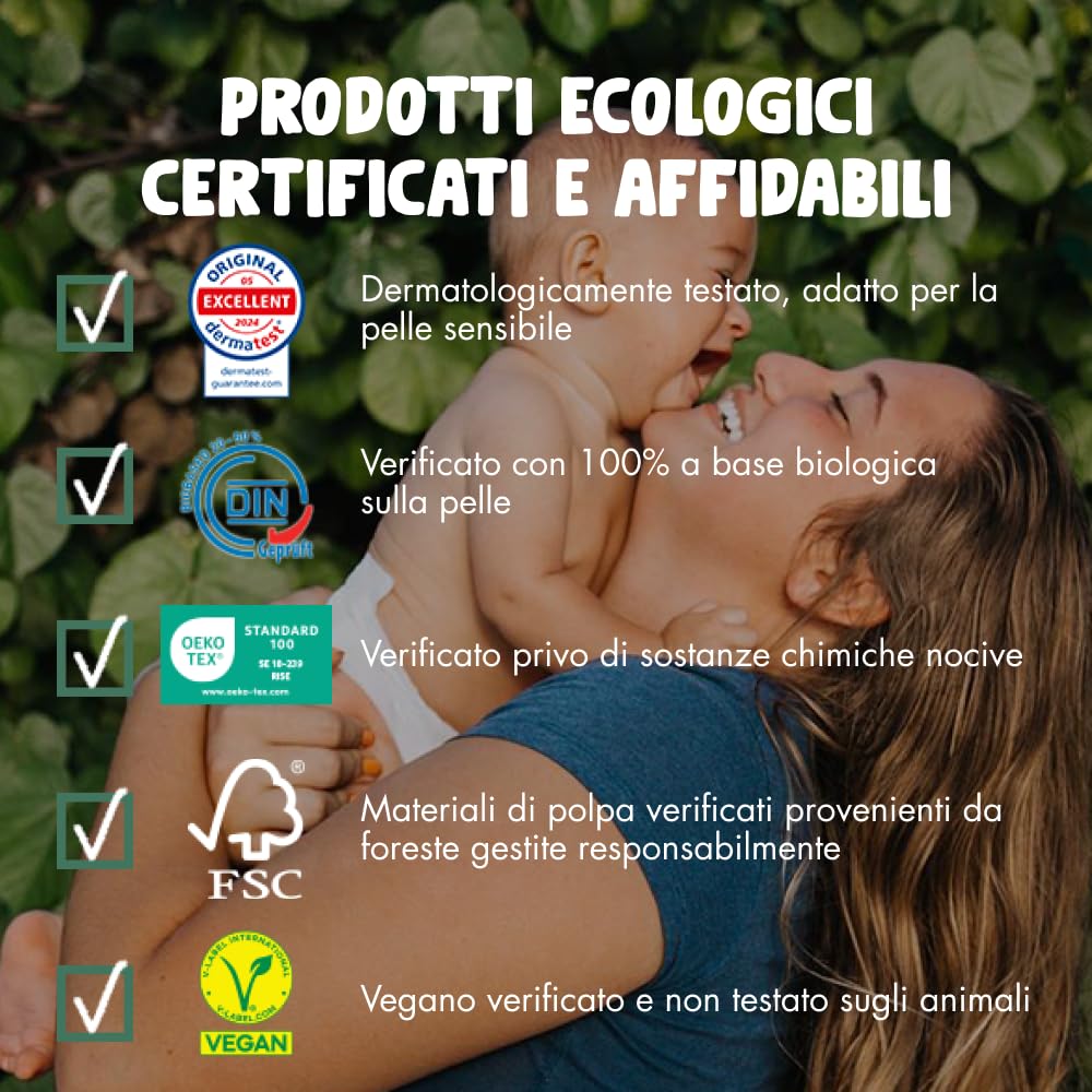 Eco by Naty Pannolini per bambini - Pannolini ecologici a base vegetale, ottimi per la pelle sensibile del bambino e aiutano a evitare le perdite (Taglia 2, 132 unità)