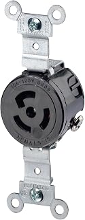 Leviton 4710 15 Amp, 125 Volt, Single Locking Receptacle, Industrial Grade, Grounding (Black)