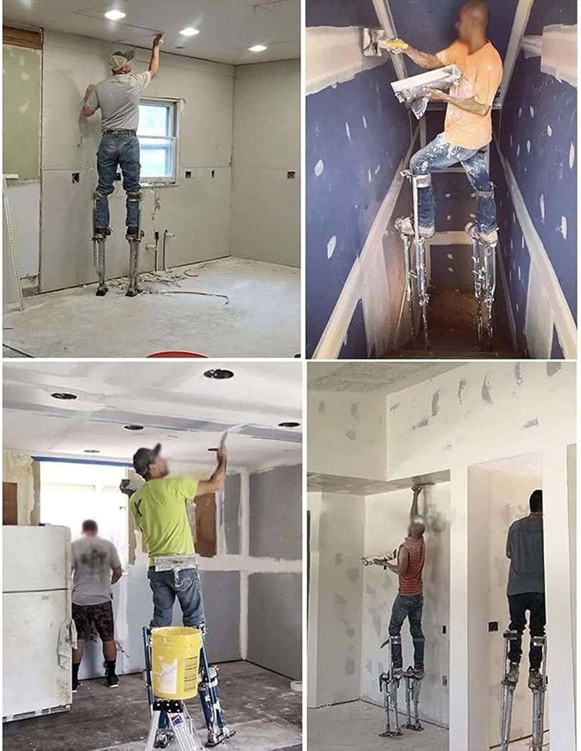 Aluminum Drywall Stilts for Construction Workers Professional Plastering Stilts with Spare Nylon Footings for Painting Decorative Tasks Comfortable Work Stilts